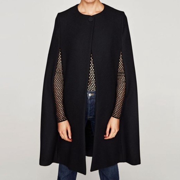 zara black cape jacket